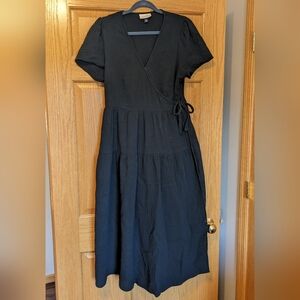 Universal Thread Gauze Midi Black Wrap Dress